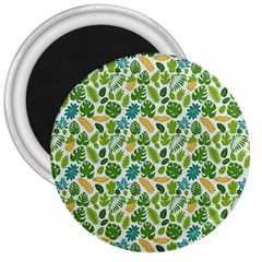 Leaves Tropical Background Pattern Green Botanical Texture Nature Foliage 3  Magnets by Maspions