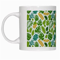 Leaves Tropical Background Pattern Green Botanical Texture Nature Foliage White Mug