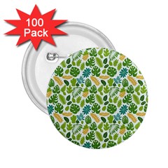 Leaves Tropical Background Pattern Green Botanical Texture Nature Foliage 2 25  Buttons (100 Pack)  by Maspions