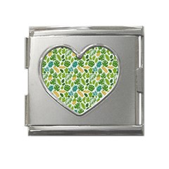 Leaves Tropical Background Pattern Green Botanical Texture Nature Foliage Mega Link Heart Italian Charm (18mm) by Maspions