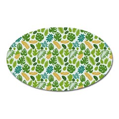 Leaves Tropical Background Pattern Green Botanical Texture Nature Foliage Oval Magnet