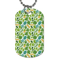 Leaves Tropical Background Pattern Green Botanical Texture Nature Foliage Dog Tag (two Sides)