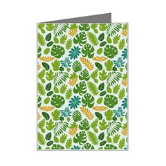 Leaves Tropical Background Pattern Green Botanical Texture Nature Foliage Mini Greeting Card