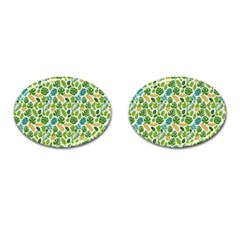 Leaves Tropical Background Pattern Green Botanical Texture Nature Foliage Cufflinks (oval)