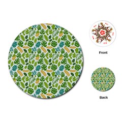 Leaves Tropical Background Pattern Green Botanical Texture Nature Foliage Playing Cards Single Design (round)