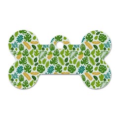 Leaves Tropical Background Pattern Green Botanical Texture Nature Foliage Dog Tag Bone (two Sides)