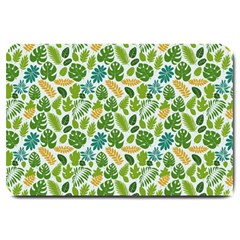 Leaves Tropical Background Pattern Green Botanical Texture Nature Foliage Large Doormat by Maspions