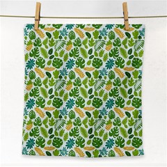 Leaves Tropical Background Pattern Green Botanical Texture Nature Foliage Face Towel by Maspions