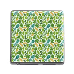 Leaves Tropical Background Pattern Green Botanical Texture Nature Foliage Memory Card Reader (square 5 Slot)