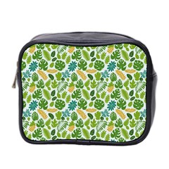 Leaves Tropical Background Pattern Green Botanical Texture Nature Foliage Mini Toiletries Bag (two Sides)