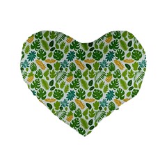 Leaves Tropical Background Pattern Green Botanical Texture Nature Foliage Standard 16  Premium Heart Shape Cushions by Maspions