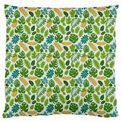 Leaves Tropical Background Pattern Green Botanical Texture Nature Foliage Large Premium Plush Fleece Cushion Case (one Side) by Maspions