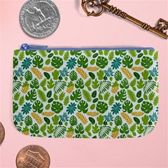 Leaves Tropical Background Pattern Green Botanical Texture Nature Foliage Large Coin Purse