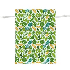 Leaves Tropical Background Pattern Green Botanical Texture Nature Foliage Lightweight Drawstring Pouch (xl)