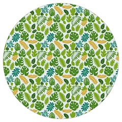 Leaves Tropical Background Pattern Green Botanical Texture Nature Foliage Round Trivet by Maspions