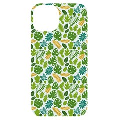 Leaves Tropical Background Pattern Green Botanical Texture Nature Foliage Iphone 14 Black Uv Print Case by Maspions