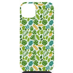 Leaves Tropical Background Pattern Green Botanical Texture Nature Foliage Iphone 14 Plus Black Uv Print Case by Maspions