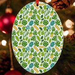 Leaves Tropical Background Pattern Green Botanical Texture Nature Foliage Uv Print Acrylic Ornament Oval by Maspions