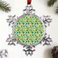 Leaves Tropical Background Pattern Green Botanical Texture Nature Foliage Metal Large Snowflake Ornament by Maspions