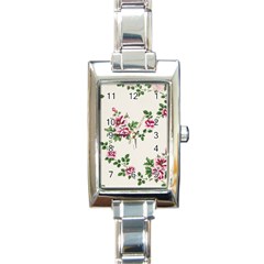 Vintage Flower Art Artwork Blooming Blossom Botanical Botany Nature Floral Pattern Rectangle Italian Charm Watch