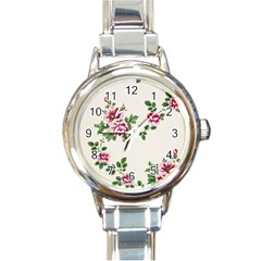 Vintage Flower Art Artwork Blooming Blossom Botanical Botany Nature Floral Pattern Round Italian Charm Watch