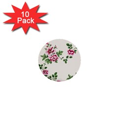 Vintage Flower Art Artwork Blooming Blossom Botanical Botany Nature Floral Pattern 1  Mini Buttons (10 Pack) 