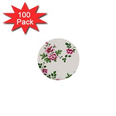 Vintage Flower Art Artwork Blooming Blossom Botanical Botany Nature Floral Pattern 1  Mini Buttons (100 Pack) 