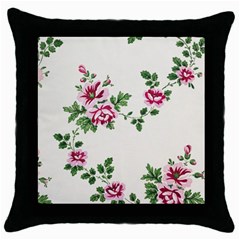 Vintage Flower Art Artwork Blooming Blossom Botanical Botany Nature Floral Pattern Throw Pillow Case (black)