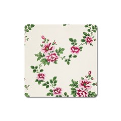 Vintage Flower Art Artwork Blooming Blossom Botanical Botany Nature Floral Pattern Square Magnet