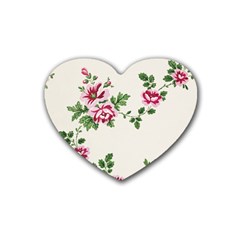 Vintage Flower Art Artwork Blooming Blossom Botanical Botany Nature Floral Pattern Rubber Heart Coaster (4 Pack)