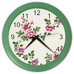 Vintage Flower Art Artwork Blooming Blossom Botanical Botany Nature Floral Pattern Color Wall Clock by Maspions