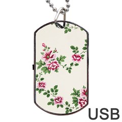 Vintage Flower Art Artwork Blooming Blossom Botanical Botany Nature Floral Pattern Dog Tag Usb Flash (two Sides) by Maspions