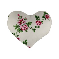 Vintage Flower Art Artwork Blooming Blossom Botanical Botany Nature Floral Pattern Standard 16  Premium Heart Shape Cushions