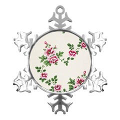 Vintage Flower Art Artwork Blooming Blossom Botanical Botany Nature Floral Pattern Metal Small Snowflake Ornament by Maspions