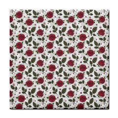 Roses Flowers Leaves Pattern Scrapbook Paper Floral Background Tile Coaster by Maspions