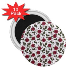 Roses Flowers Leaves Pattern Scrapbook Paper Floral Background 2 25  Magnets (10 Pack) 