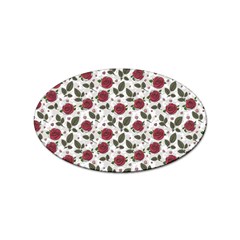 Roses Flowers Leaves Pattern Scrapbook Paper Floral Background Sticker (oval)