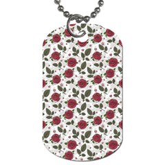 Roses Flowers Leaves Pattern Scrapbook Paper Floral Background Dog Tag (two Sides) by Maspions