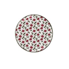 Roses Flowers Leaves Pattern Scrapbook Paper Floral Background Hat Clip Ball Marker (4 Pack)