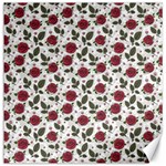 Roses Flowers Leaves Pattern Scrapbook Paper Floral Background Canvas 12  x 12  11.4 x11.56  Canvas - 1