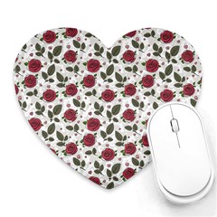 Roses Flowers Leaves Pattern Scrapbook Paper Floral Background Heart Mousepad