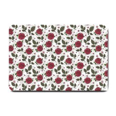 Roses Flowers Leaves Pattern Scrapbook Paper Floral Background Small Doormat