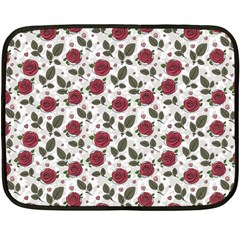 Roses Flowers Leaves Pattern Scrapbook Paper Floral Background Fleece Blanket (mini) by Maspions