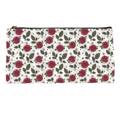 Roses Flowers Leaves Pattern Scrapbook Paper Floral Background Pencil Case