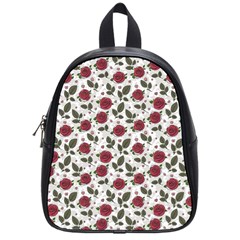 Roses Flowers Leaves Pattern Scrapbook Paper Floral Background School Bag (small)