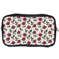 Roses Flowers Leaves Pattern Scrapbook Paper Floral Background Toiletries Bag (two Sides)