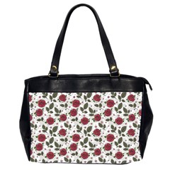 Roses Flowers Leaves Pattern Scrapbook Paper Floral Background Oversize Office Handbag (2 Sides)