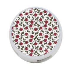 Roses Flowers Leaves Pattern Scrapbook Paper Floral Background 4-port Usb Hub (two Sides)