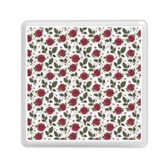 Roses Flowers Leaves Pattern Scrapbook Paper Floral Background Memory Card Reader (square) by Maspions