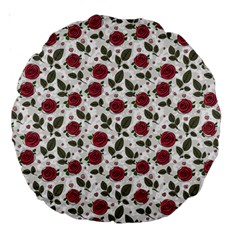 Roses Flowers Leaves Pattern Scrapbook Paper Floral Background Large 18  Premium Round Cushions by Maspions